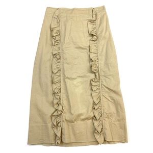 Ruffle Detail Khaki Pencil Skirt